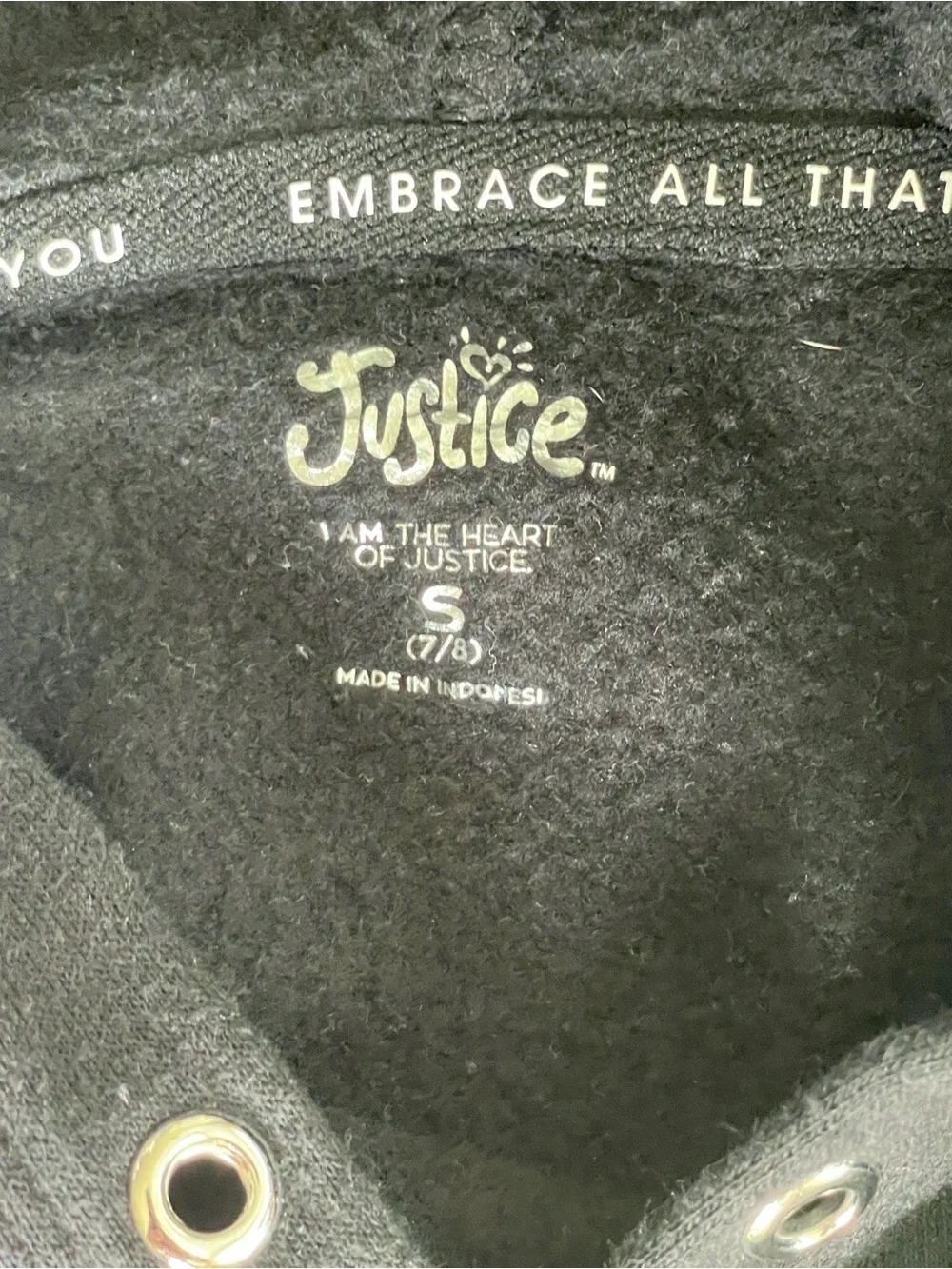Justice Black Cropped Hoodie with Rainbow Script Logo